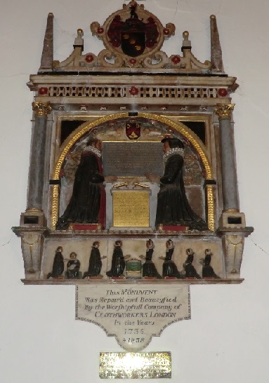 The Burnell monument, dedicated to the memory of John Burnell
of the Clothworkers' Company after his death in 1605
