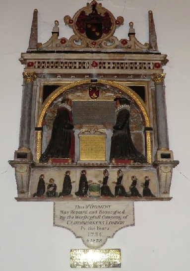 The Burnell monument, dedicated to the memory of John Burnell
of the Clothworkers' Company after his death in 1605
