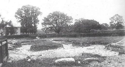 The site of St. Mary's parish Church, uncovered in 1889 during building work connected with the Stanmore & Harrow branch line