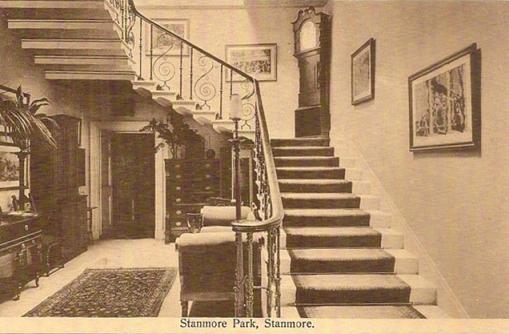 Entrance hall to Stanmore House c1900.