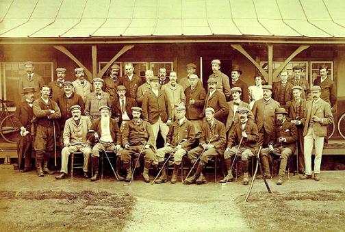 Members of Stanmore Golf Club in front of the Pavilion.