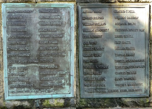 The list of names on the Stanmore War memorial